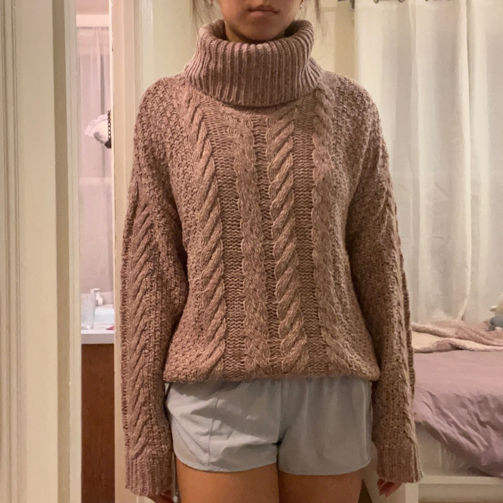 cute pink chunky sweater